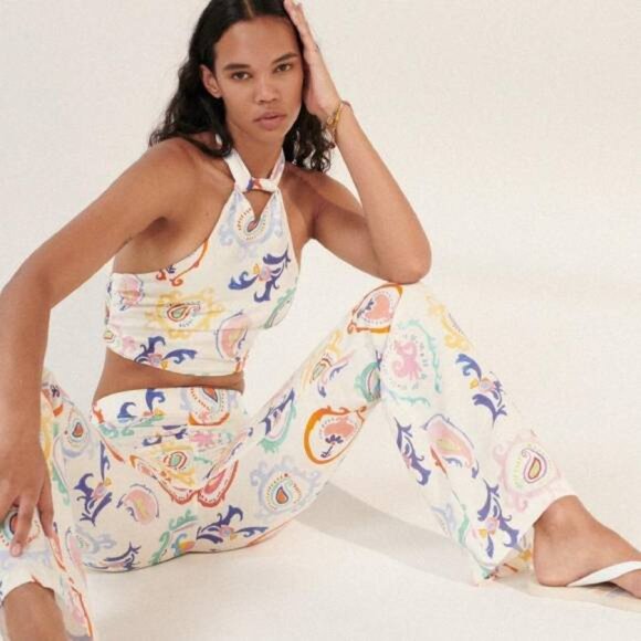 Zara Summer Colourful Patterned Halter Crop Top - Picture 4 of 8